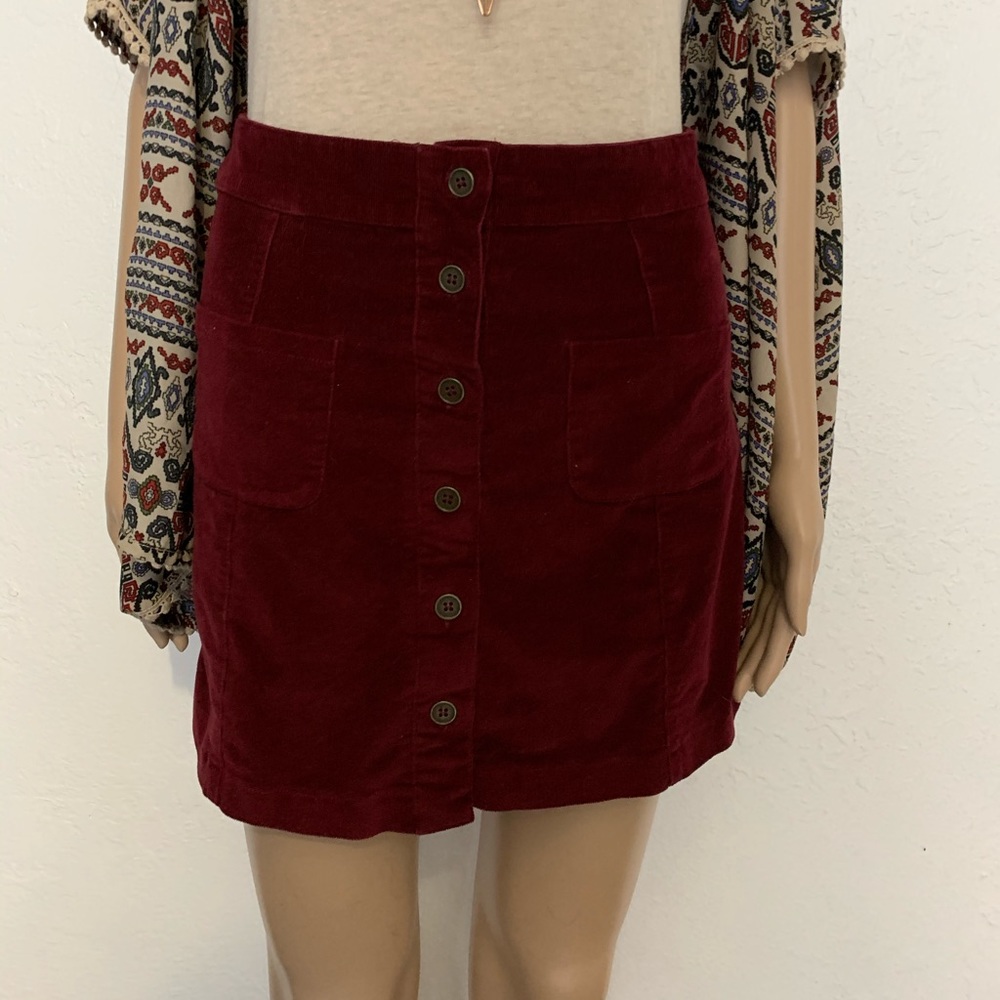 Self Esteem Burgundy Mini Skirt